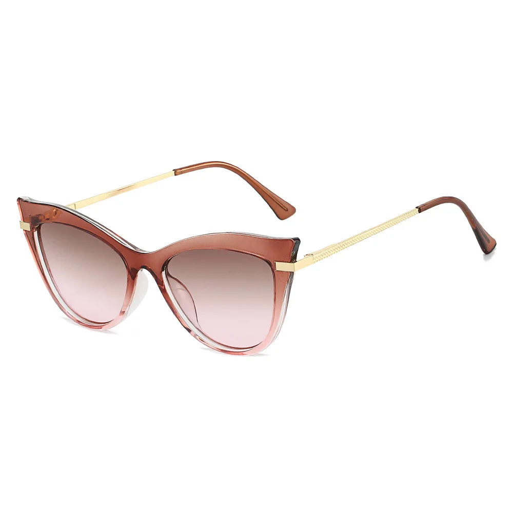 JNPCXI New Cat Eye Double Color Sunglasses Women Fashion Gradient Shades UV400 Eyeglass Frame Men