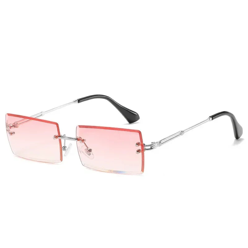 JNPCXI Rectangle Rimless Gradient Sunglasses Women Men Small Shades Fashion Sun Glasses for Male Retro Eyewear