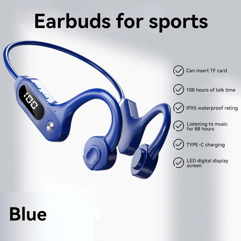 New V30 Bone Conduction Headphones Bluetooth 5.3 Earless IPX5 Waterproof Wireless Ultra Long Life Card Sports Headphones 2025