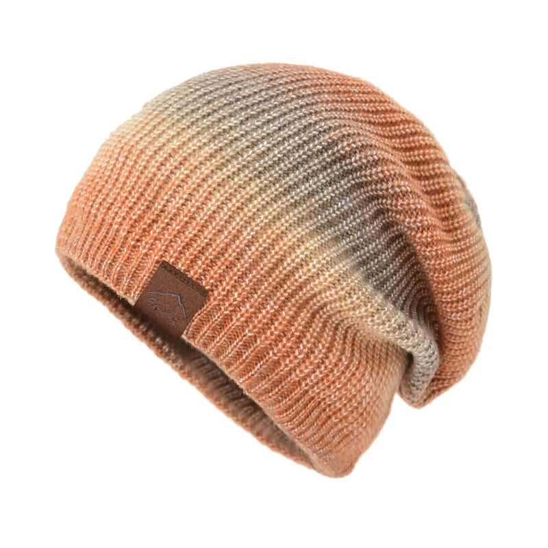 Xinbaoguan 60% acrylic 9858 autumn and winter new knitted hat trend gradient tie dye warm hat rainbow fashionable woolen hat