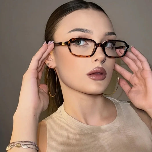 New Fashion Small Frame White Retro Women's Flat Light Glasses