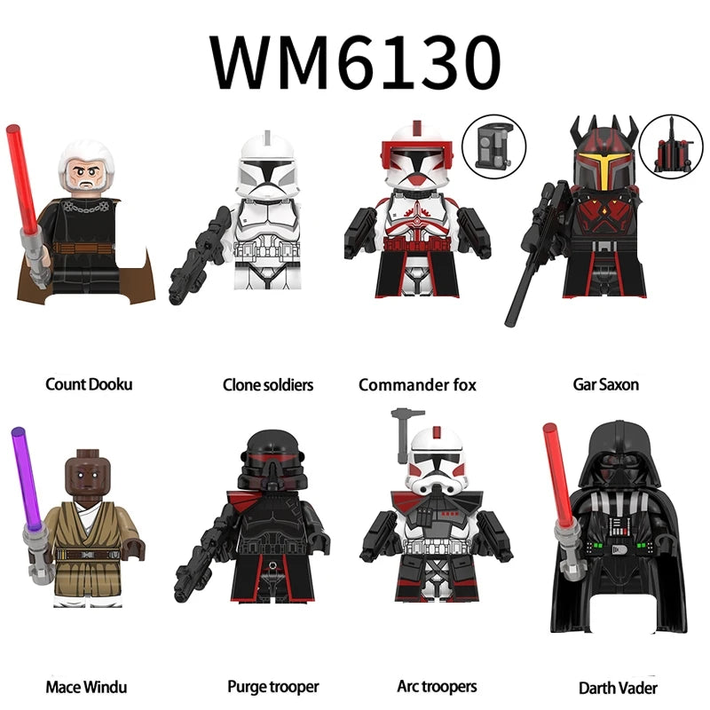 8pcs Anakin Darth Vader Obi-Wan Cal Kestis Jedi Star Wars Mini Man Figures M30