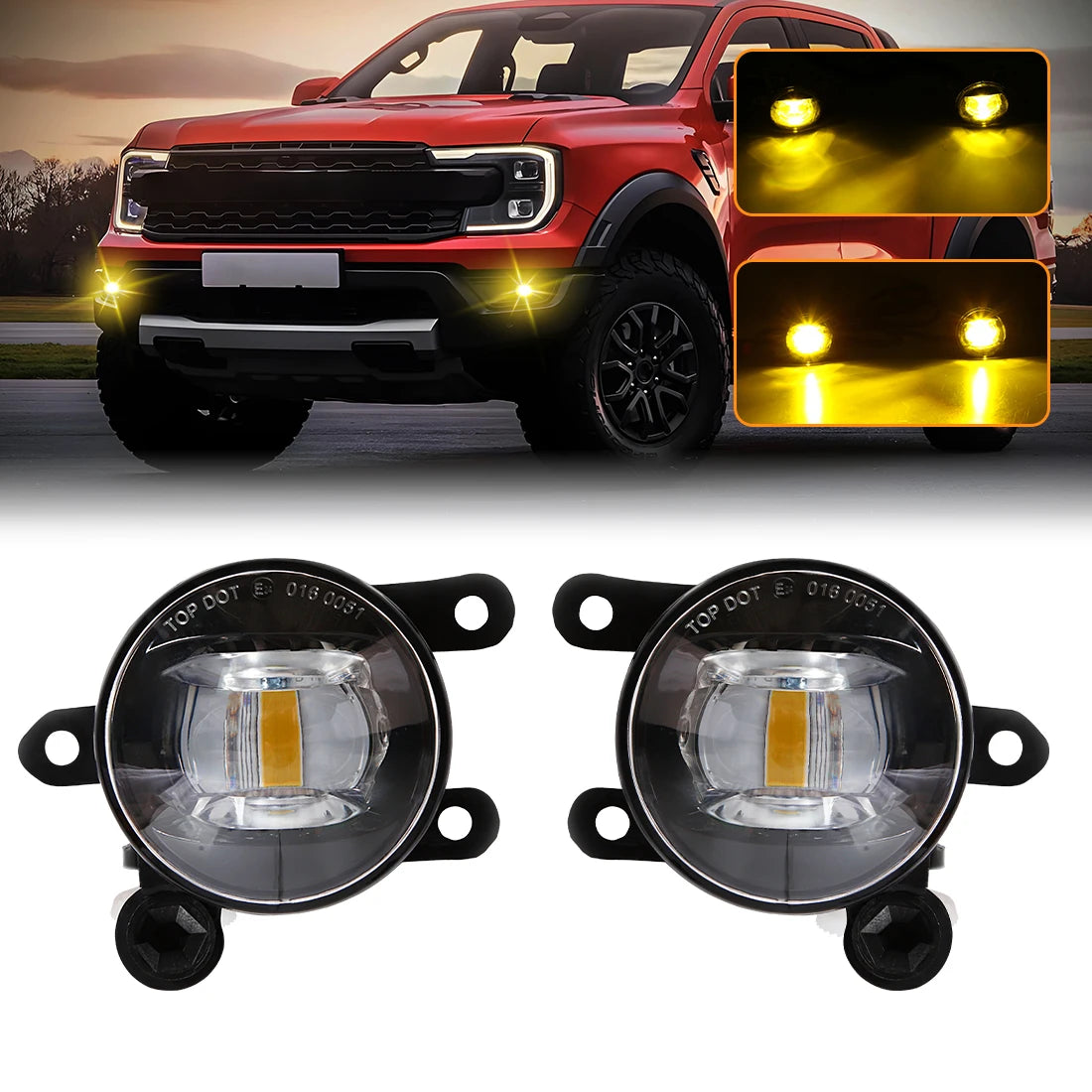 LED Fog Lamps For Ford Bronco Sport 2021 2022 Ranger Raptor 2022 2023 2024 ESCAPE 2023 2024 Yellow White Daytime Running Lights