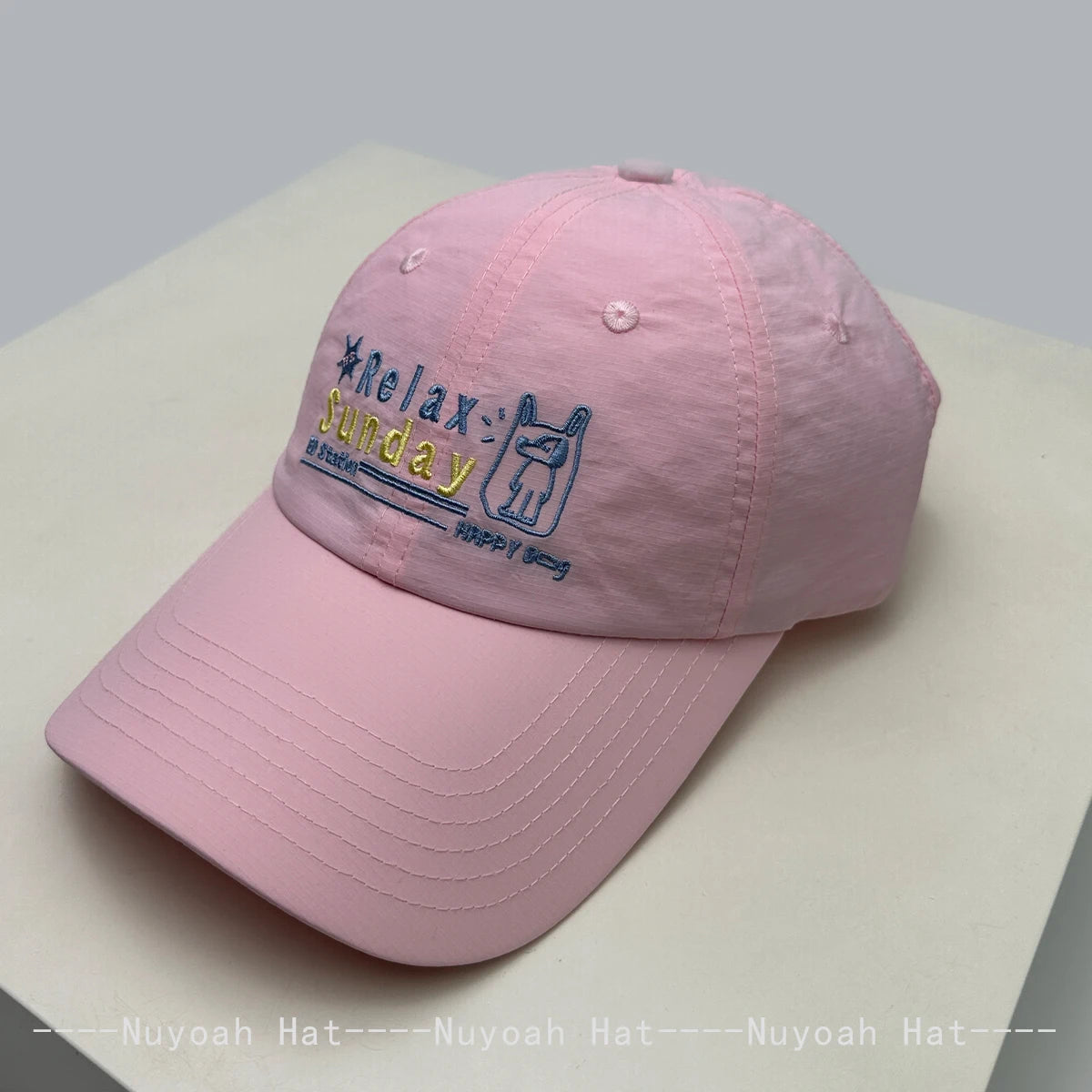 New Men Women Cartoon Embroidered Letters Happy Puppy Baseball Hats Sunshade Quick-dry Breathable Peaked Caps Versatile Fashion
