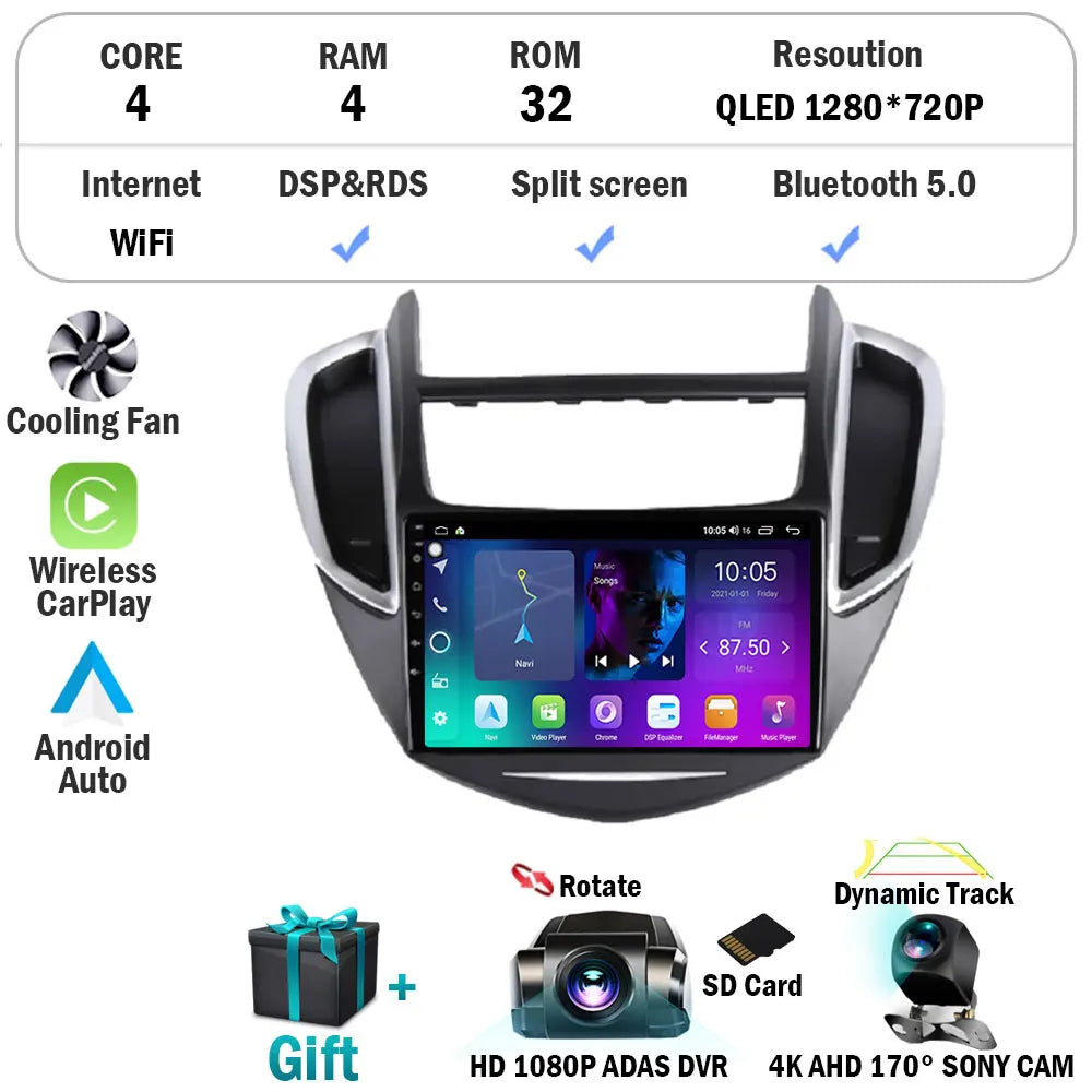 Androd 15 For Chevrolet Tracker 3 TRAX 2013 - 2015 Auto Carplay Bluetooth Car Radio Multimedia Video Player Navigation GPS