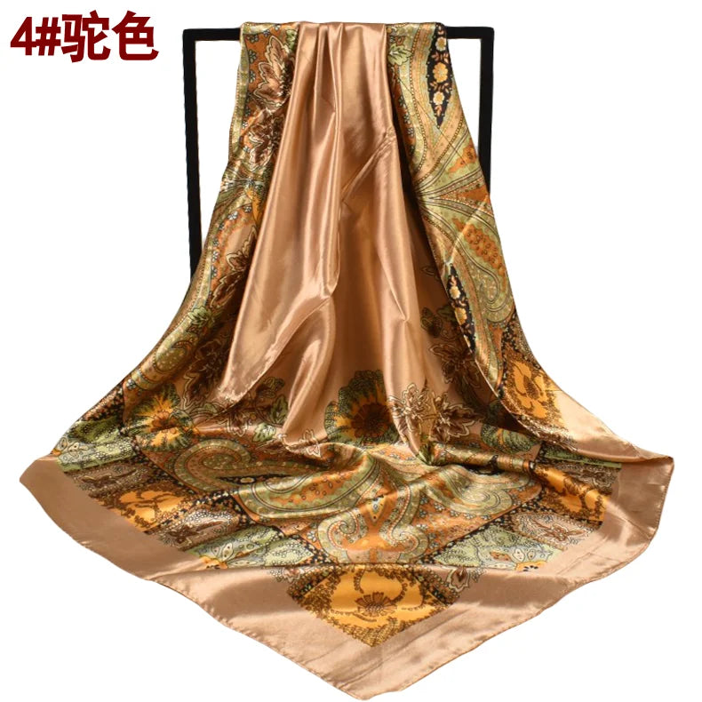 Spring New Versatile Cashew 90 Big Square Scarf Silk Scarf Wholesale Classic Vintage Print Scarf