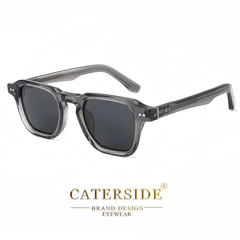 CATERSIDE Square Acetate Polarized Sunglasses Men Retro Large Frame Women Sun Glasses Punk Outdoor Driving Travel Eyewear UV400