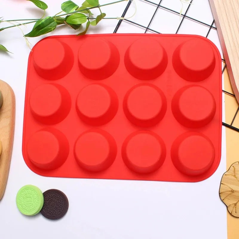 1pc Premium Non-Stick Silicone Muffin Pan,12-Cavity Oven-Safe Baking Tray, Easy Release & Clean, for Perfectly Baked Goods