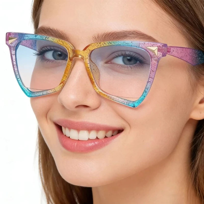 JNPCXI Rainbow Cat Eye Vintage Women Sunglasses Brand Black Round Cool Men Pilot Sun Glasses