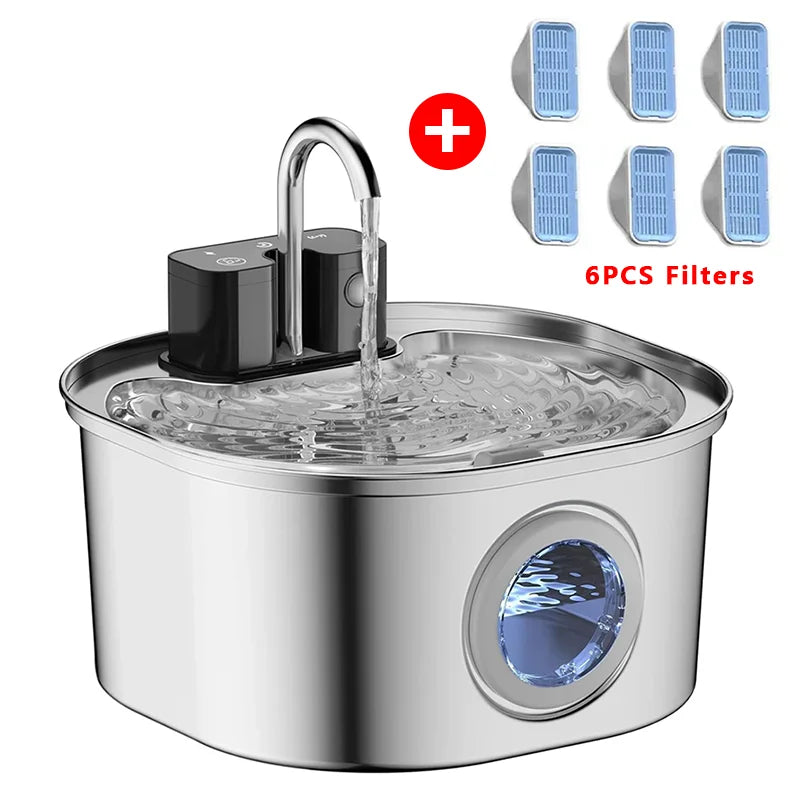 3.2L Stainless Steel Pet Water Feeder,4000mAh Battery Wireless Auto Cat Fountain