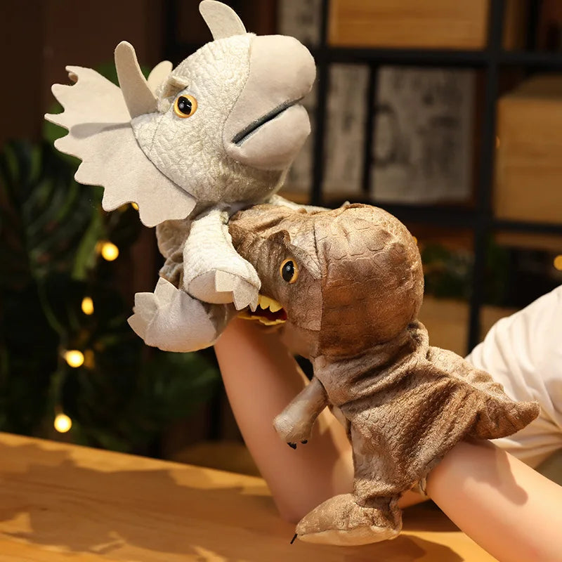 1 pc Dinosaur Plush Hand Puppets Lifelike Triceratop Tyrannosaurus Rex Hand Puppets for Kids Adults Muppets