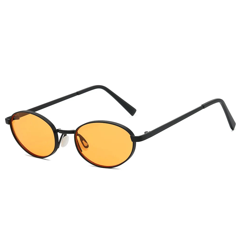 JNPCXI Retro Oval Metal Women Fashion Candy Color Sunglasses Shades UV400 Men Trending Punk Sun Glasses