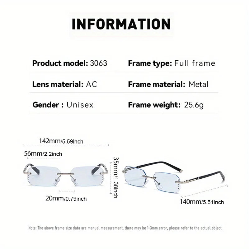 Fashion Frameless Reading Glasses with Precision Cut Lenses Made of Stainless Steel Material Suitable for Both Men and Women