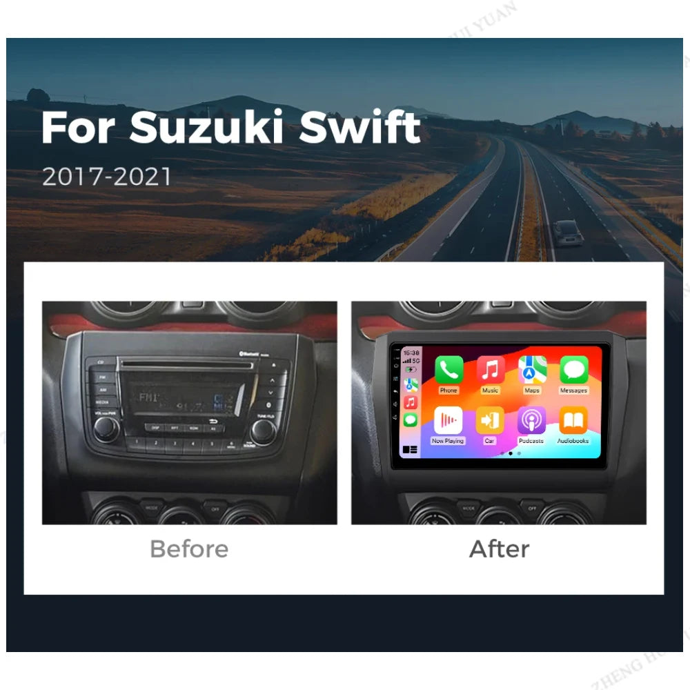 CarPlay Auto Android 15 For Suzuki Swift 2017 2018 2019 2020 2021 Car Radio Multimedia navigation video DVD Autoradio Stereo 4G