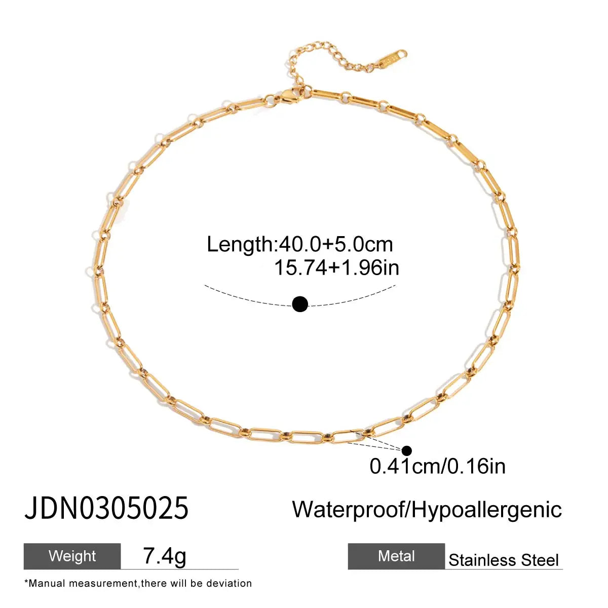 Uworld Simple Classic 18K Gold Color Plated Stainless Steel Heart Hollow Necklace Flat Chain Retro Sand Gold Feel Stackable Neck
