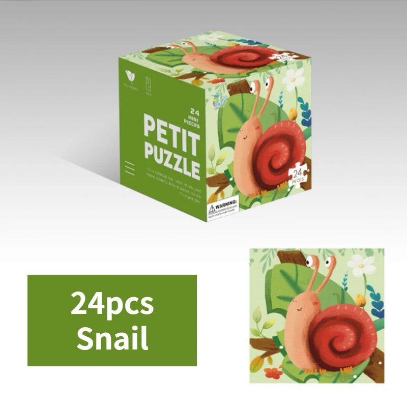 Mini 24 Pieces Kids Paper Puzzle Children Petit Puzzle Early Education Toys Intellectual Toy 3 Years Old English Packaging