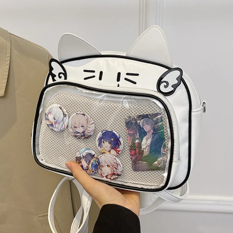 Y2K Japanese Kawaii Cat Ita Bag 2026 New Fashion Ita Backpacks Cute Girls Transparent Shoulder Crossbody Bags JK School Bags