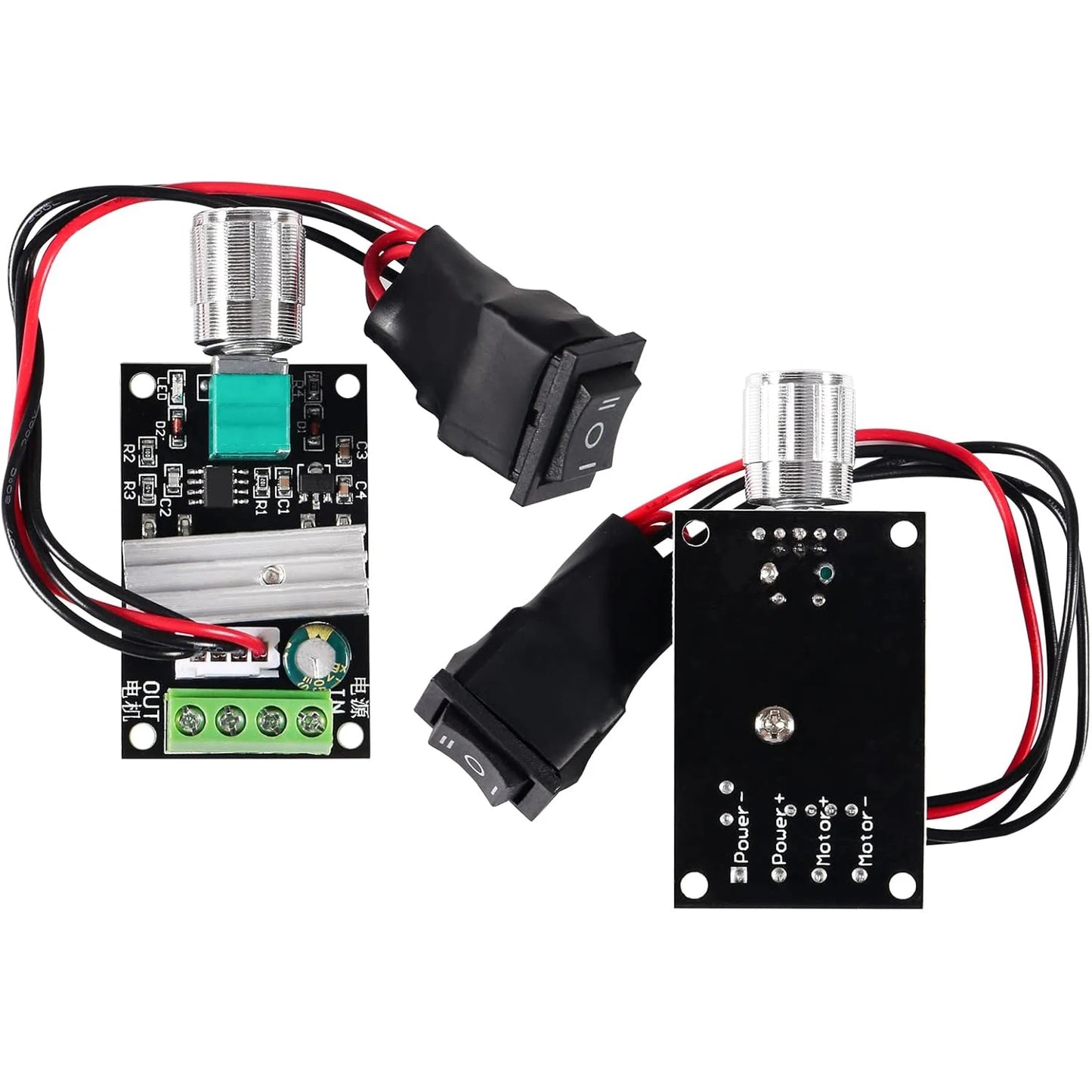 2PCS Motor Speed Controller 6V 12V 24V 28V 3A 80W DC Motor Speed Controllers Adjustable PWM Speed Controller Reversible Switch