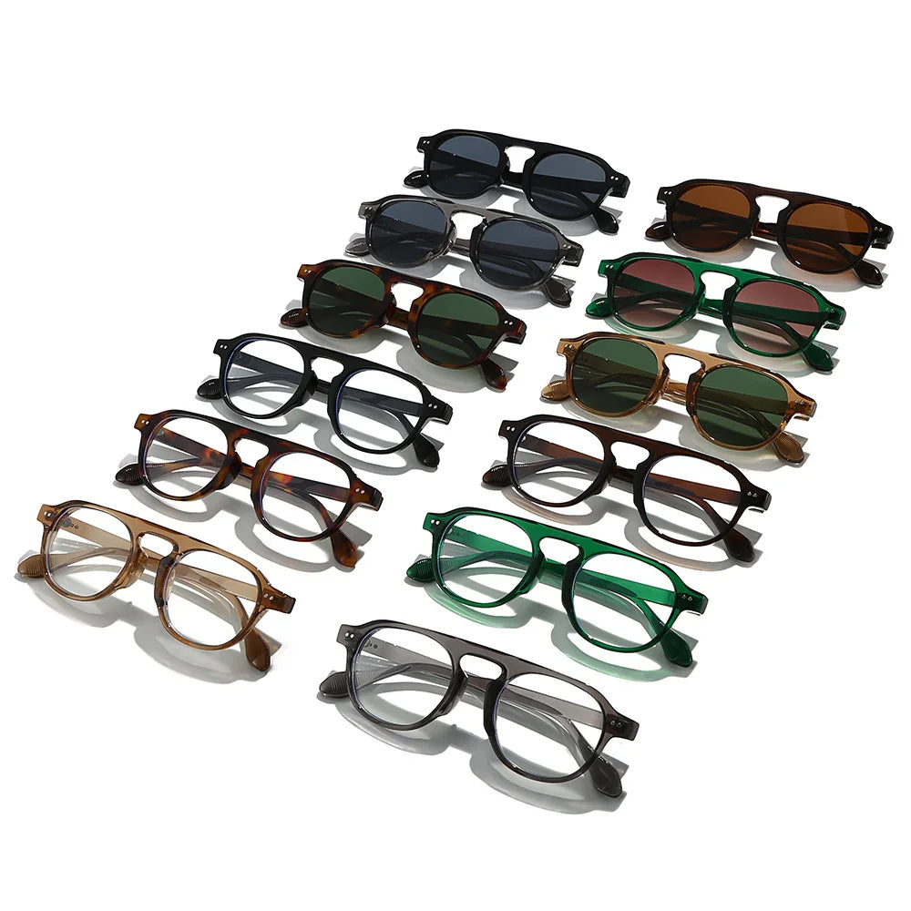 JNPCXI New Retro Rivets Round Punk Sunglasses Women Shades UV400 Fashion Men Clear Lens Frame
