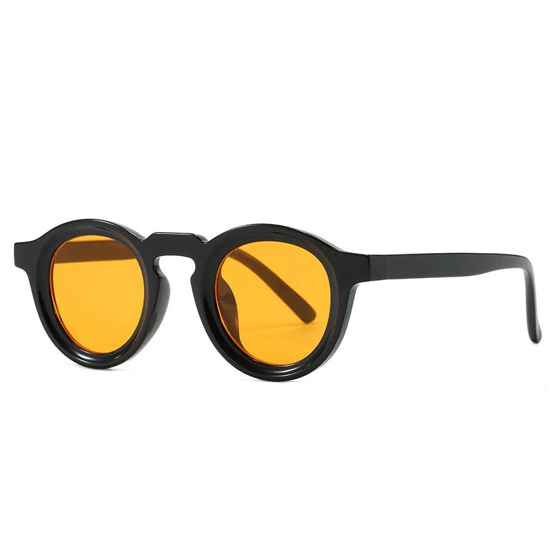 JNPCXI New Small Round Women Sunglasses Retro Black Yellow Punk Men Sun Glasses Shades UV400
