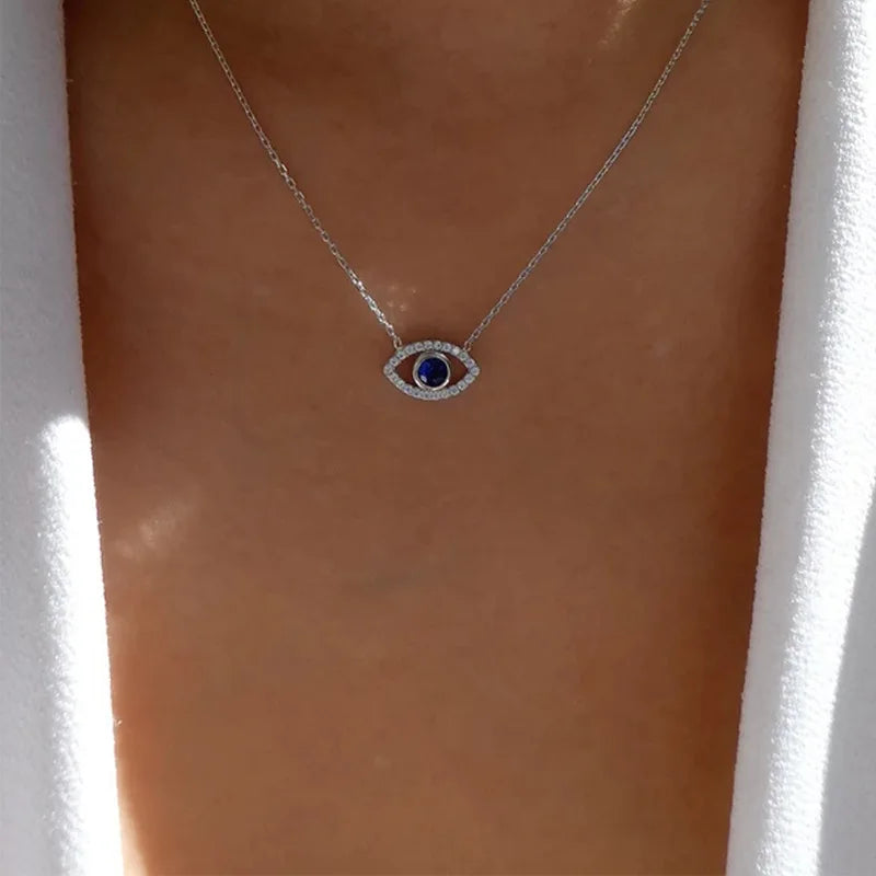 Zircon Evil Eye Necklace for Women Gold Color Choker Chain Turkish Blue Eyes Pendant Necklace Lucky Jewelry Gift collier femme