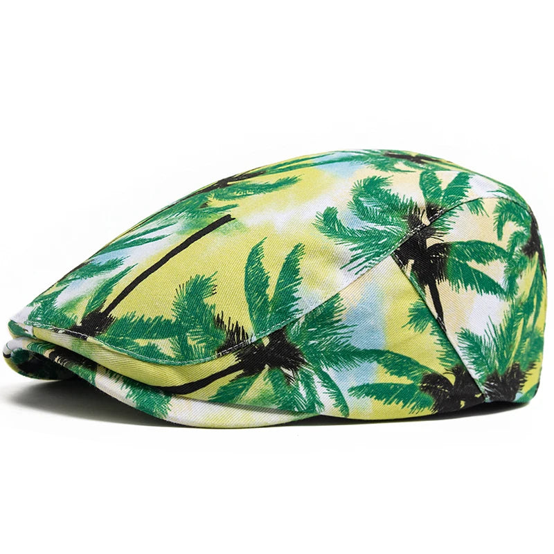 Vacation Style Men Women Beret Summer Fashion Print Cotton Soft Top Beach Visor Hat Casual Painter Berets Unisex Adjustable