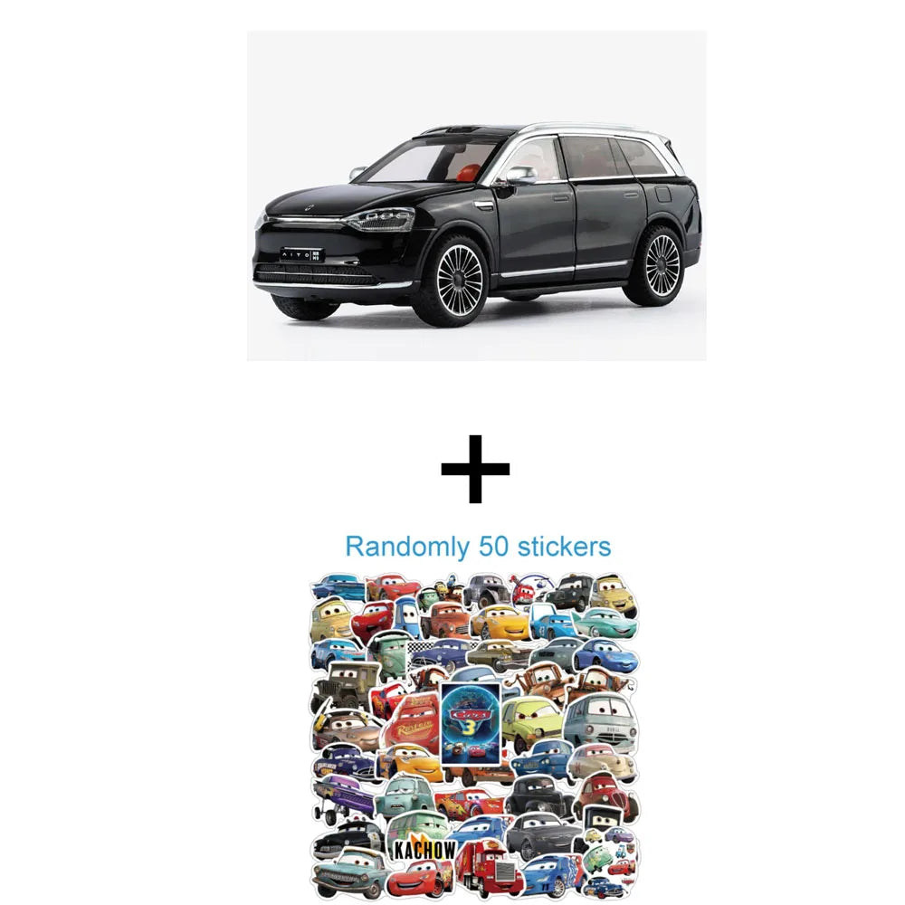 1:24 Sailux AITO M9 Diecast Models Toys Alloy Car Ornament Sound Light Pull Back Doors Opened Miniature Vehices Children's Gifts