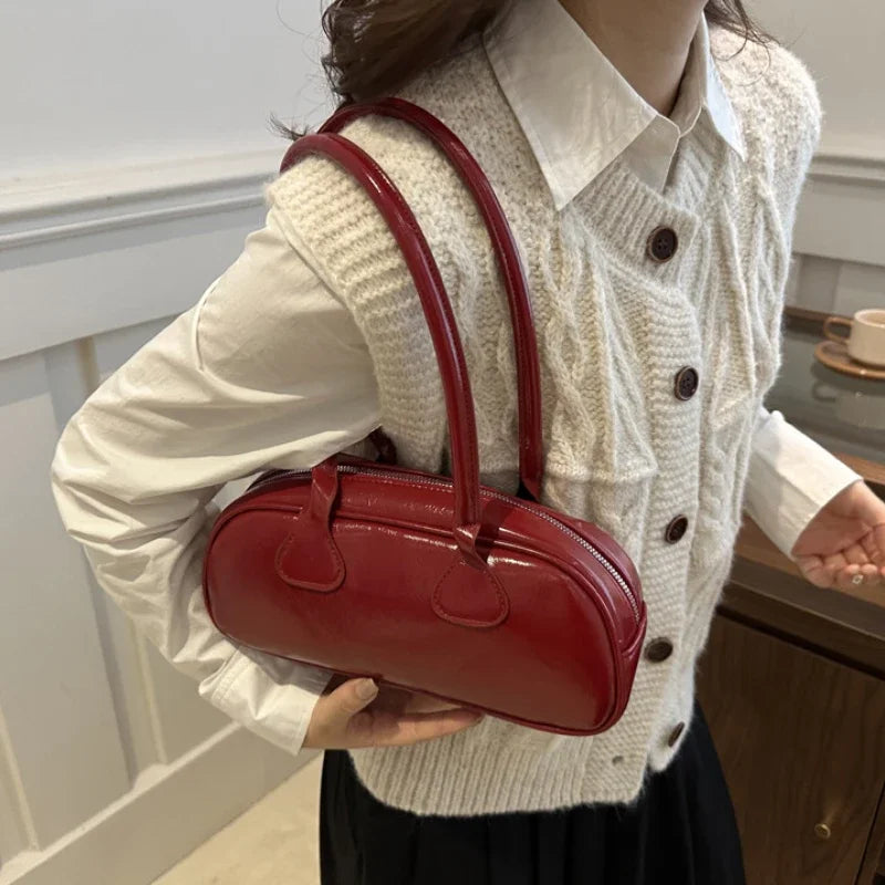 Advanced Sense Retro Pu Zipper Ladies Shoulder Bags Light Luxury Bags for Women