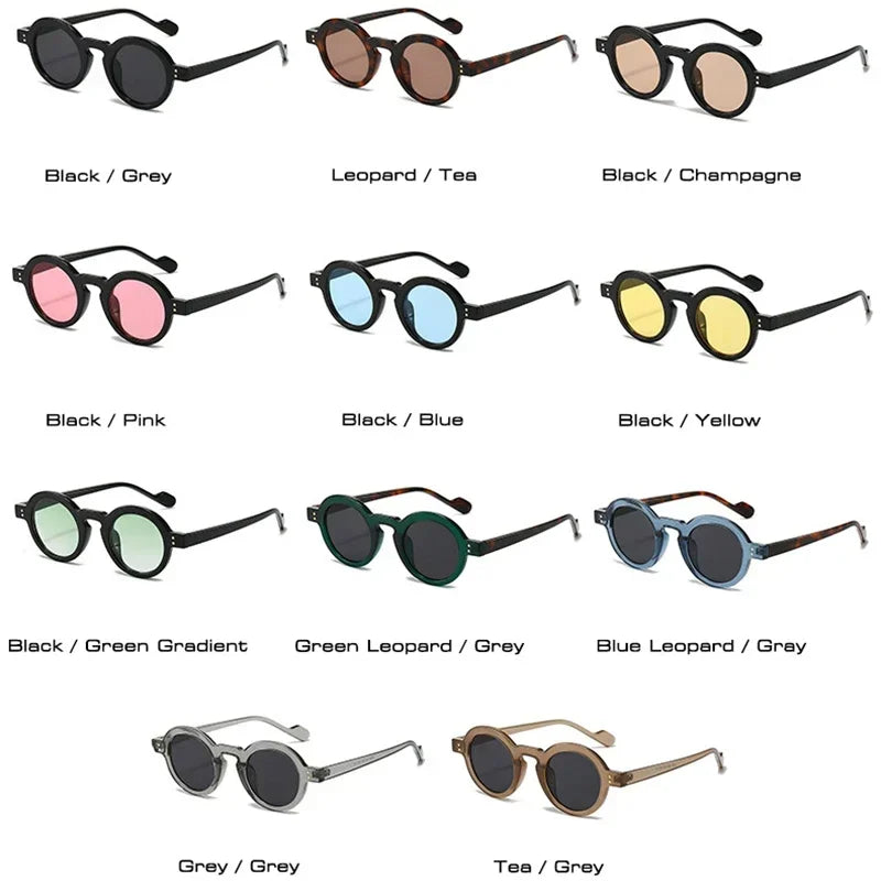 JNPCXI Retro Small Round Sunglasses Women Fashion Clear Ocean Lens Shades UV400 Men Rivets Trending Punk Sun Glasses