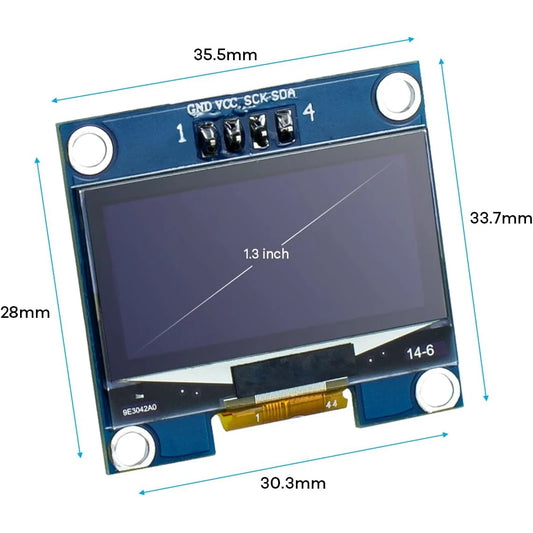 1.3 Inch OLED Display Module 128x64 Pixel IIC I2C OLED Screen CH1116 Driver Self-Luminous Display Board for Arduino Raspberry Pi