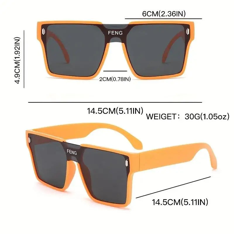 Fashion Retro Disco Jumping Square Stylish Black Frame Sunglasses Decoration Trendy Men's Street Shot Shape Sunglasses