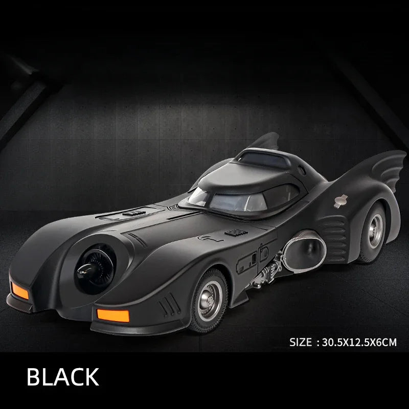 1/18 Simulation Batmobile Alloy Car Models Toys Diecasts With Sound Light Pull Back Chariot Collection Children Christmas Gifts