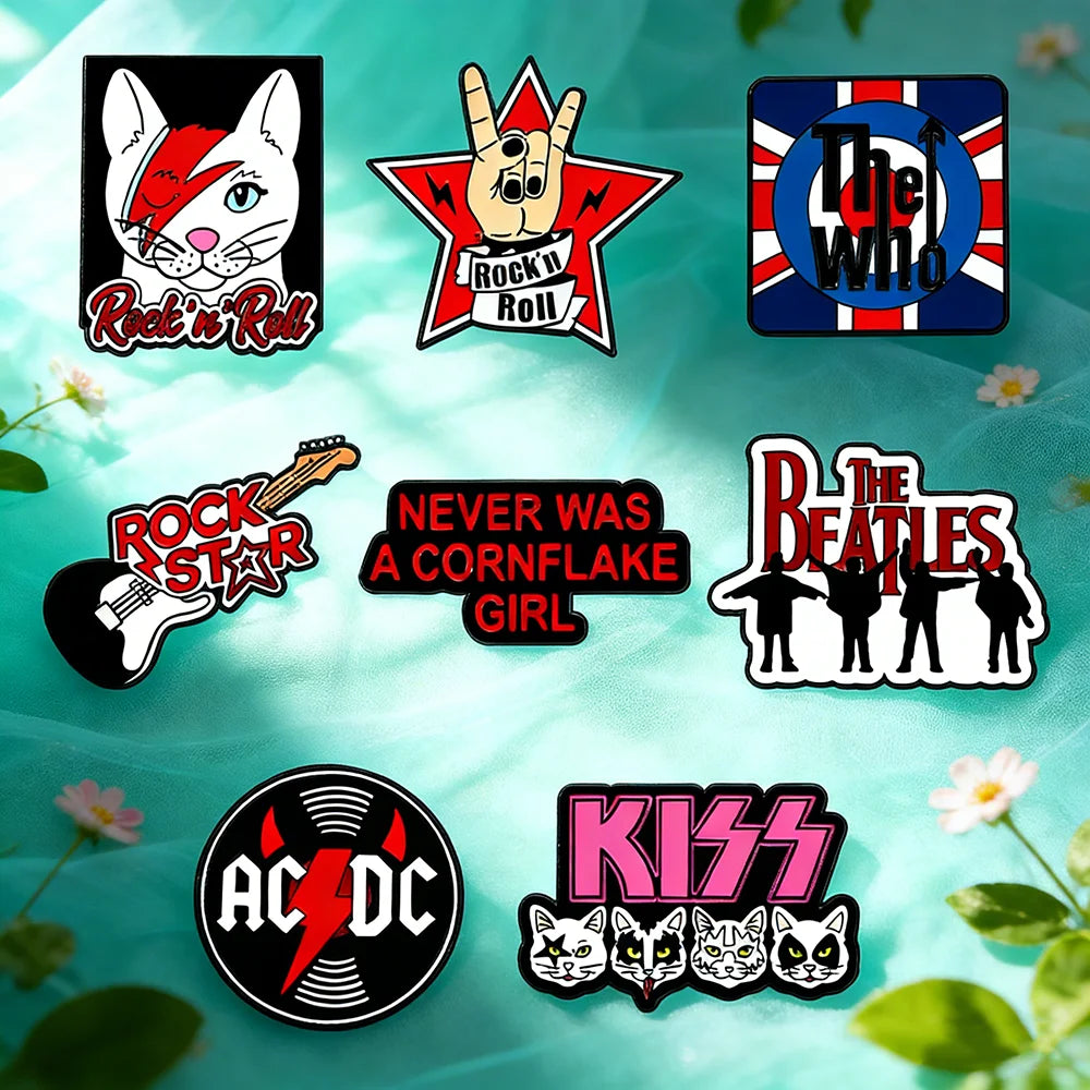 8pcs Cartoon Anime Rock Band Metal Badge Set Creative Fashion Brooch Pins for Clothing Jewelry Gift for Fans And Friends