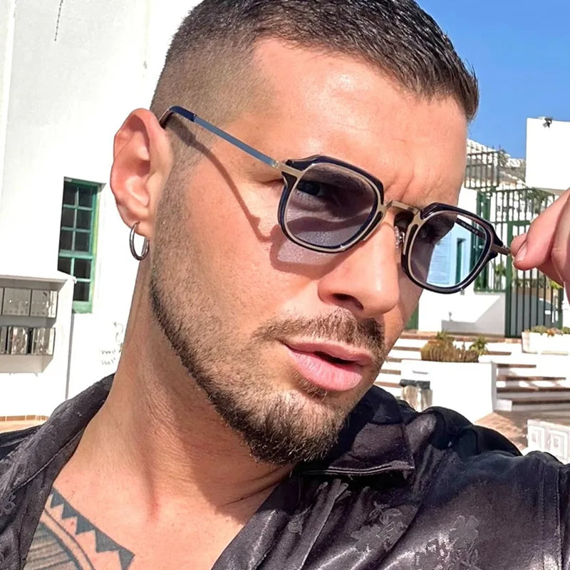 JNPCXI Ins Popular Fashion Small Round Men Punk Sunglasses Retro Women Trending Black Sun Glasses Gradient Shades