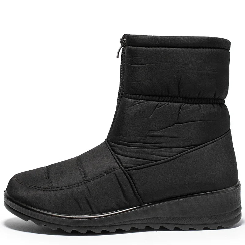 2025 Winter Waterproof Snow Boots for Women Plus Size 35-44 Thick Short Plush Ankle Boots Woman Wedges Warm Cotton Padded Shoes