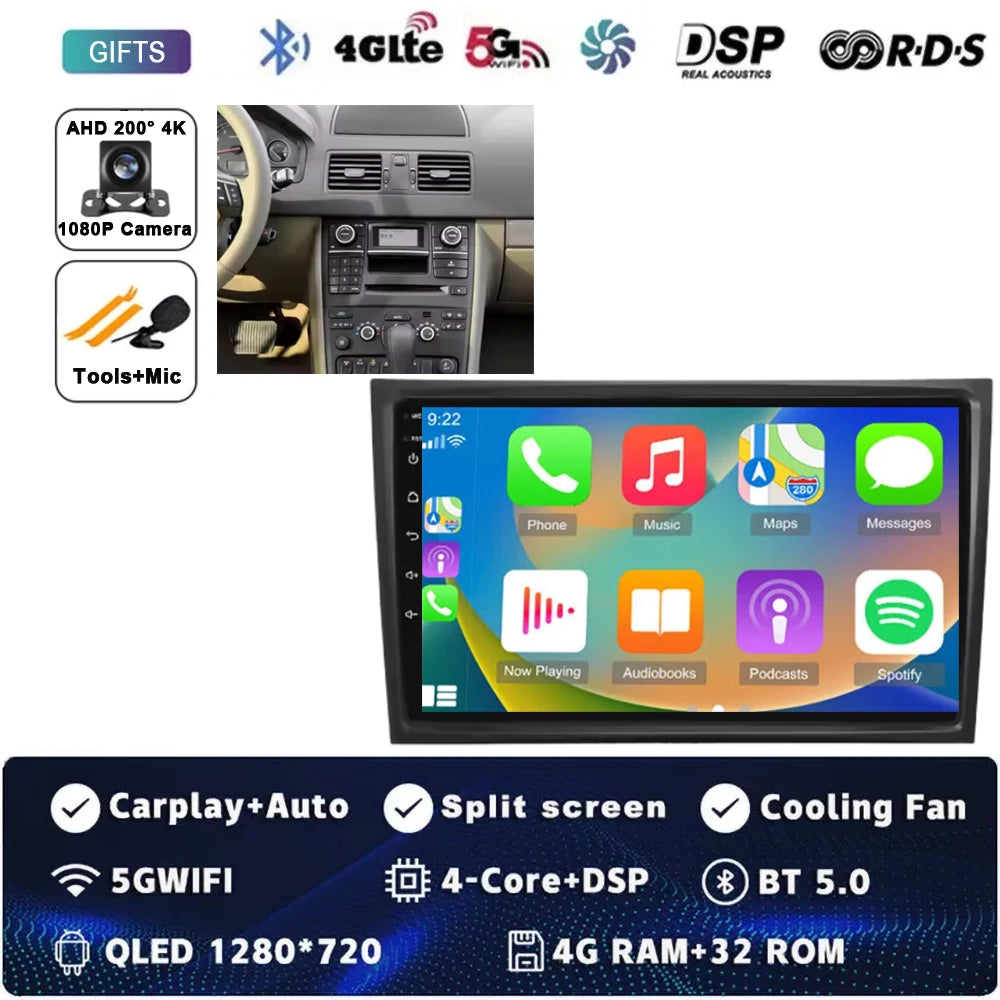 10Inch For VOLVO XC90 2004-2014 12+256GB Android 15 4G Touch Screen Car Radio Multimedia Video Player GPS Navigation Carplay DSP