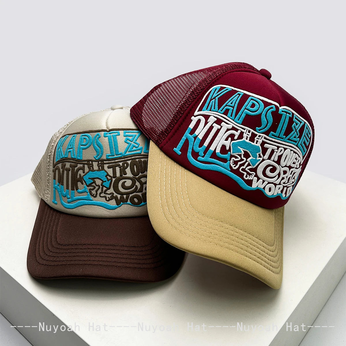 New Unisex American Style Color Block Printed Letters Baseball Hats Breathable Personal Sunshade Hip Hop Trucker Caps Versatile