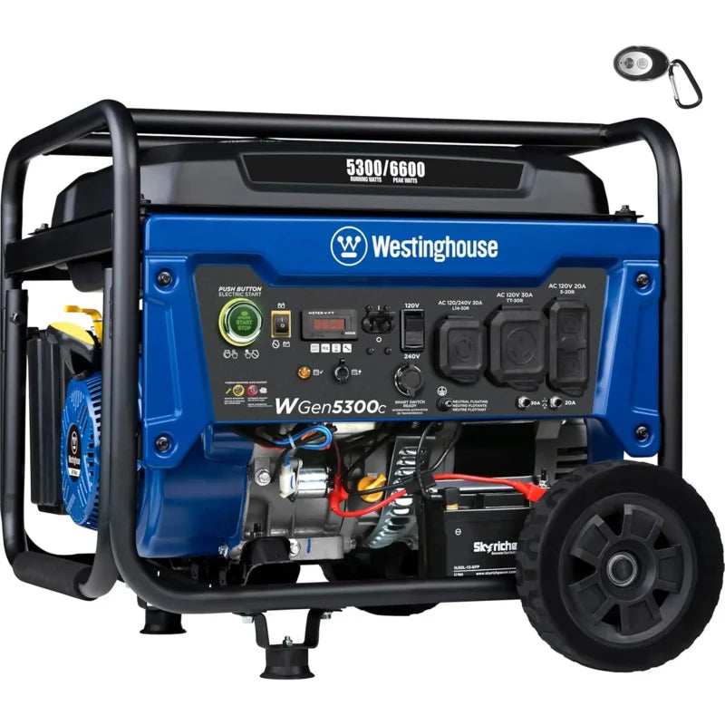 6600 Watt Home Backup Portable Generator, Transfer Switch Ready, RV Ready Remote