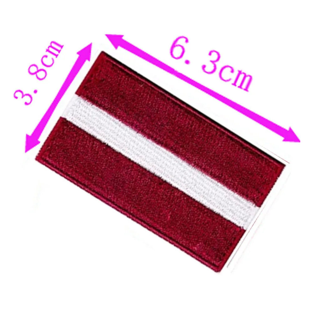 Latvia Country Flag Embroidery Patch 6.3cm Wide Iron On Sew On Backing