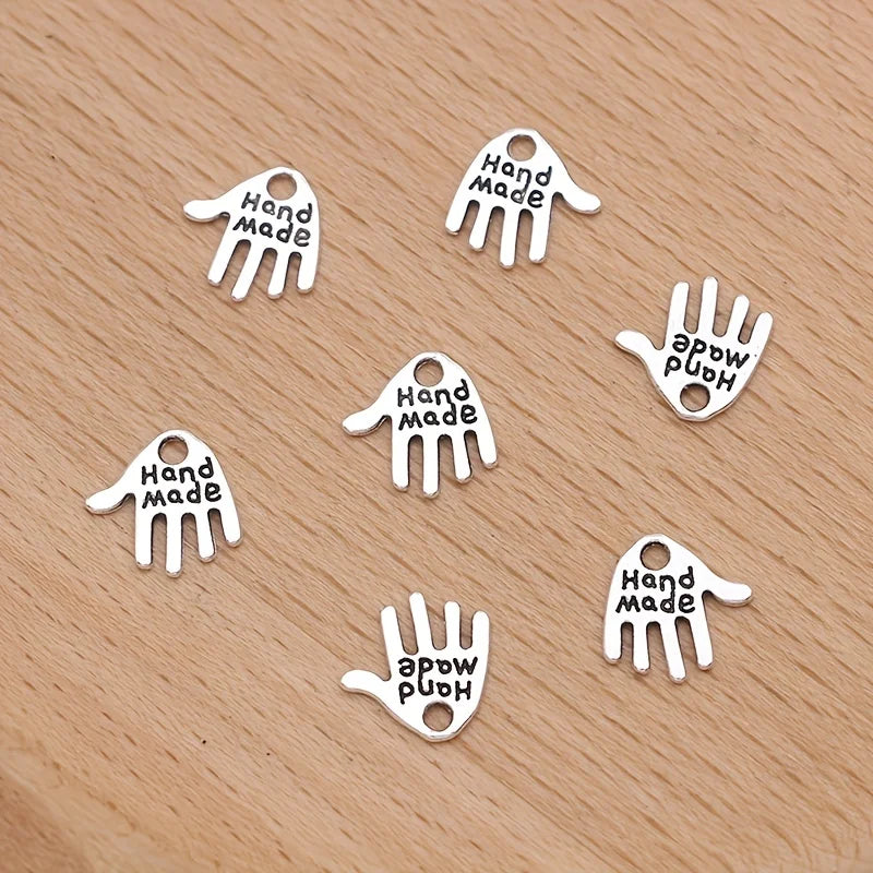 30pcs Silver Plated Handmade Charms Hand Pendants for Jewelry Making DIY Handmade Necklace Earrings Key Chain Accessories