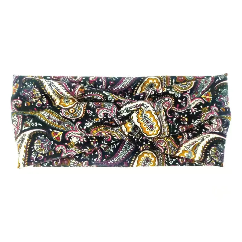 Paisley Cashew flowers hair band Pilates Elastic Yoga Headband fitness Running Cycling Sweatband Turban Makeup Hair Hoop Makeup