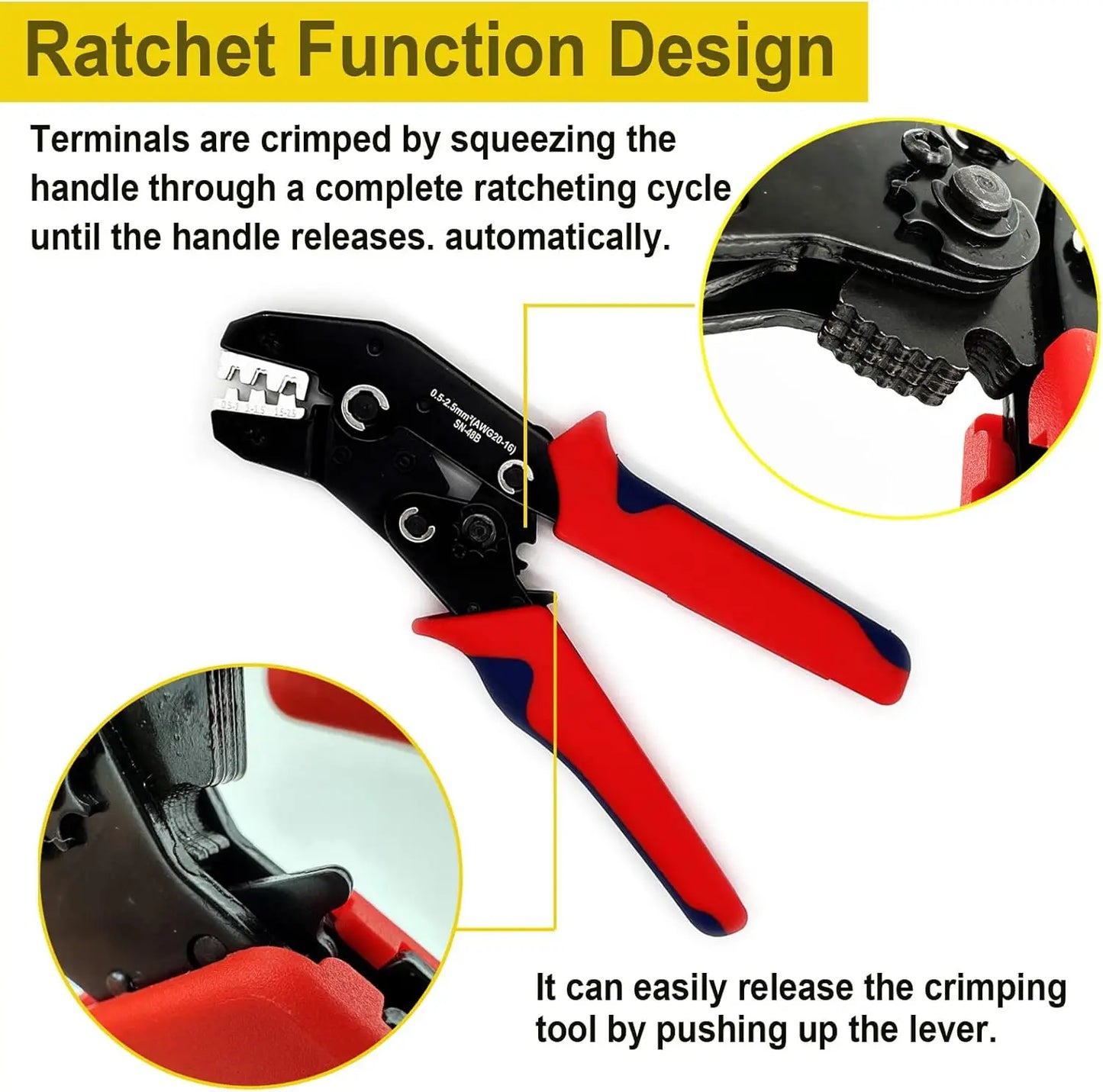 Wire Crimper Tool for Open Barrel Terminal Connectors, Electrical Crimping Tool for Molex Style Deutsch DELPHI AMP Dupont