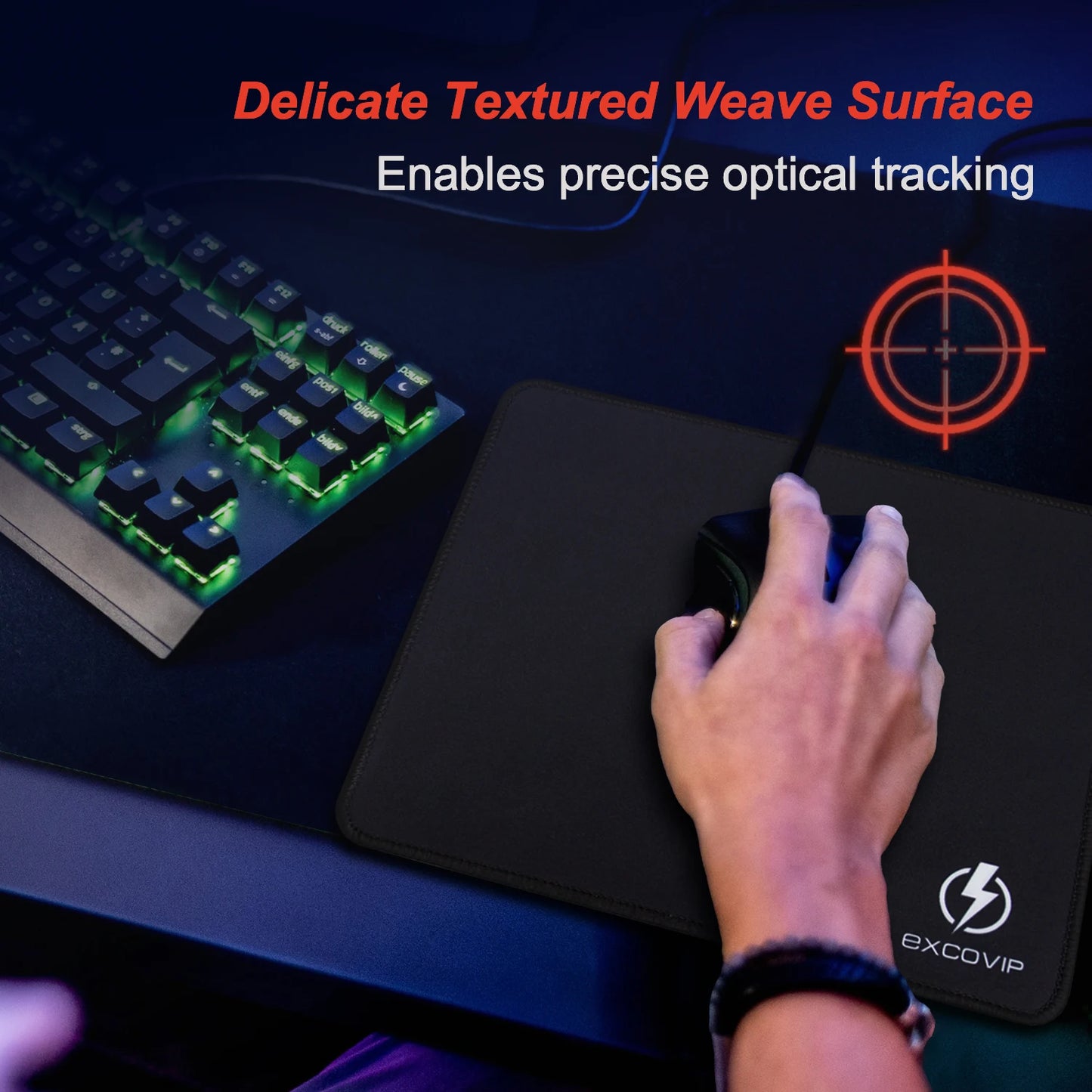 EXCO Gaming Mouse Pad with Stitched Edge Non-Slip Rubber Base Small Office Smooth Mousepad for Computer Laptop Washable Portable