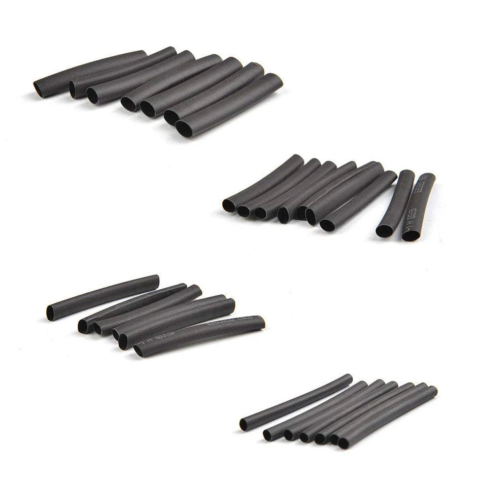 127pcs Black Heat Shrinkable Tube Cable Insulation Sleeve Waterproof Electronic Lated Polyolefin Sheathed Shrink Tubing