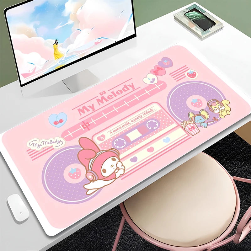 Melody9 Cute Mouse Pad Large Hello Kitty Kuromi Kawaii Mouse Mat Pink Desk Mat