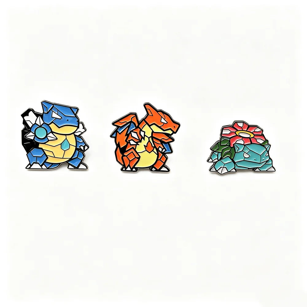 3 PCS New Creative Anime  Isekai Monster Starters Brooch Badge Charizard  Enamel Lapel Pins For Collectors