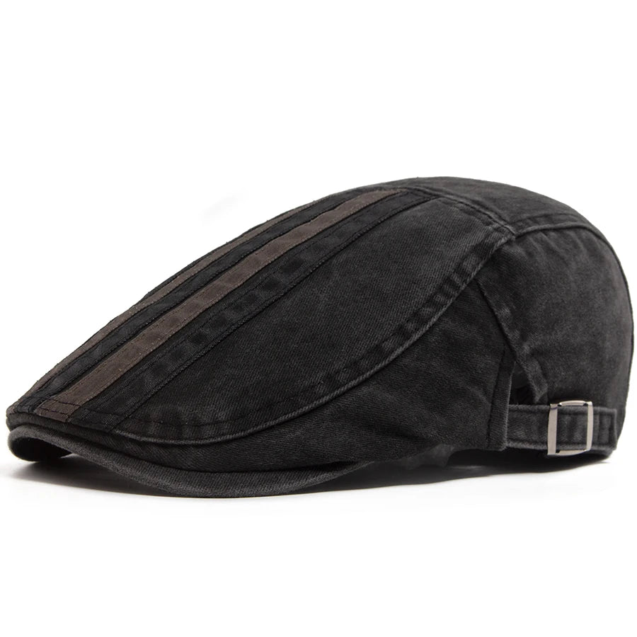 Vintage Newsboy Cap Men Fashion Five Bars Flat Hat Women Washed Berets Spring Summer Casual Visor Lvy Caps For Male Adjustable