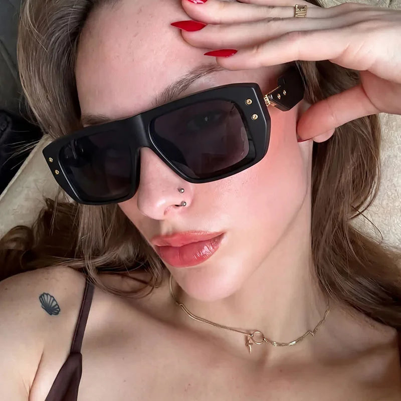 JNPCXI Luxury Square Sunglasses for Men Flat Top UV400 Sun Glasses Women Brand Designer Trendy Female Shades Anti Blue Light