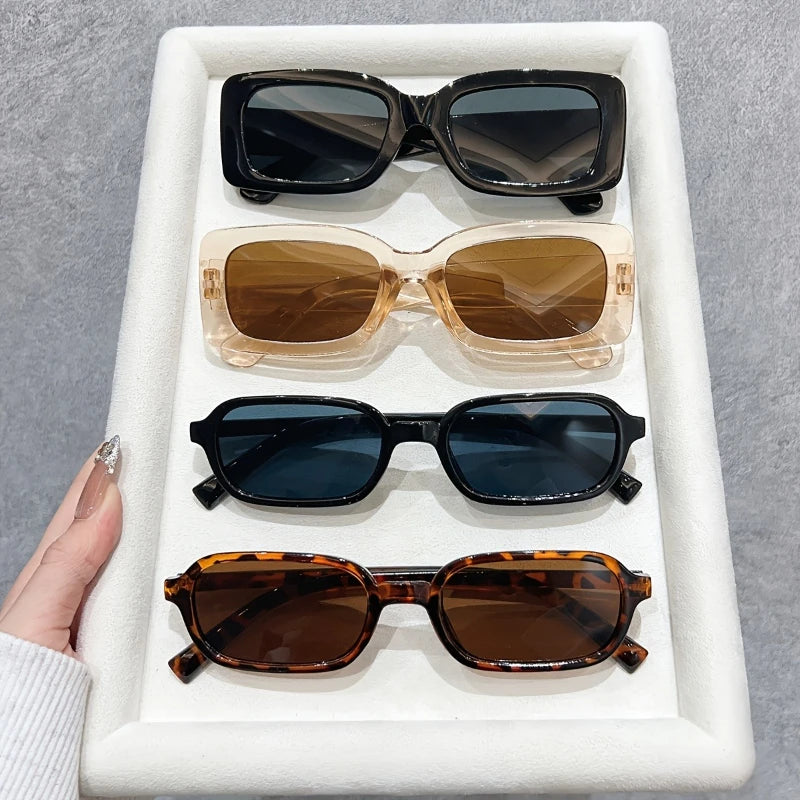 4pcs Women's Fashion Rectangular Glasses Combination Glasses Simple Leisure Daily Versatile Fashion Accessories
