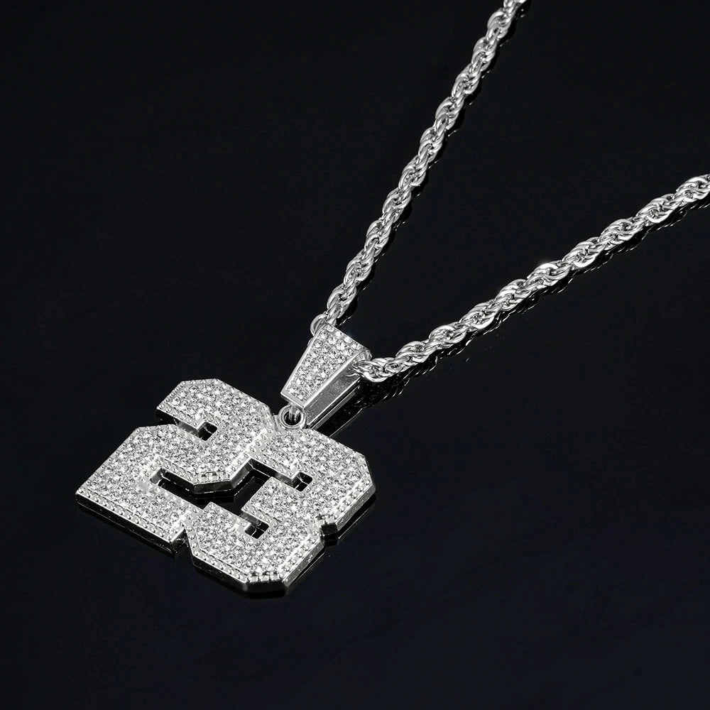 Hip Hop Number Number 23 Pendant Necklaces Strap 4mm Zircon Tennis Chain Men Women Sparkling Necklace Punk Jewelry Fashion Gifts